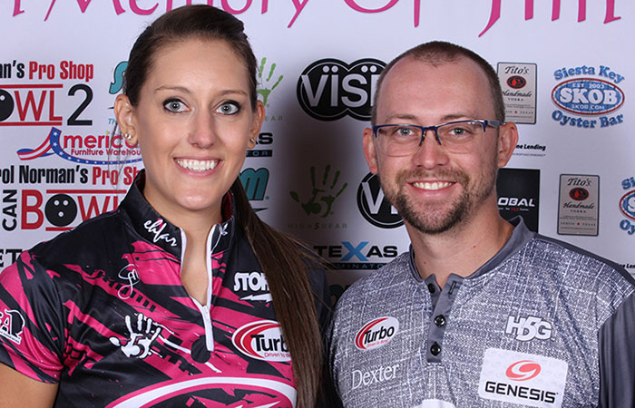 Danielle McEwan and EJ Tackett win the 2021 PBA/PWBA Striking Against Breast Cancer Mixed Doubles